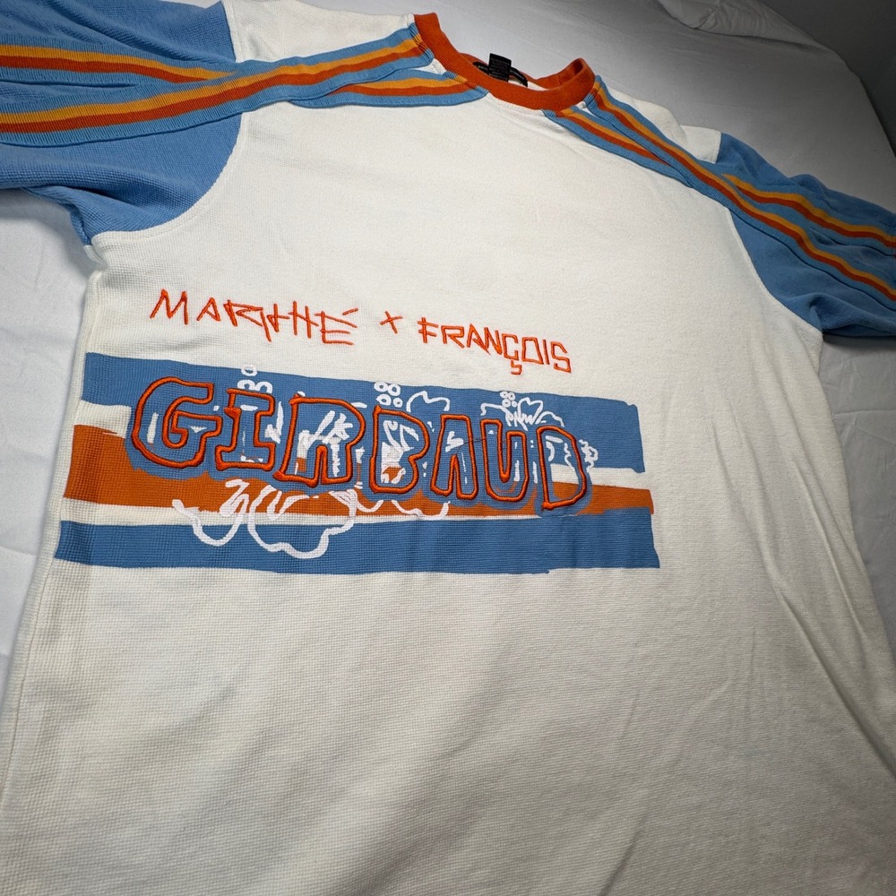 Marithe Francois Girbaud Waffle Knit TShirt Heavy Short Sleeve Embroidery XXL